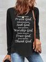 Women's Long Sleeve Blouse Spring/Fall Text Letters Crew Neck Daily Going Out Casual Top