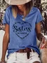 Women's Letter Short Sleeve Tee T-shirt Crew Neck Casual Summer Top