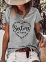 Women's Letter Short Sleeve Tee T-shirt Crew Neck Casual Summer Top