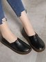 Solid Color Leather Soft Sole Casual Shoes