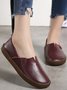 Solid Color Leather Soft Sole Casual Shoes