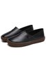 Solid Color Leather Soft Sole Casual Shoes