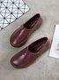 Solid Color Leather Soft Sole Casual Shoes