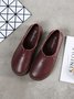 Solid Color Leather Soft Sole Casual Shoes