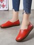 Solid Color Leather Soft Sole Casual Shoes