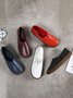 Solid Color Leather Soft Sole Casual Shoes