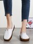 Solid Color Leather Soft Sole Casual Shoes