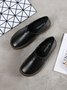 Solid Color Leather Soft Sole Casual Shoes