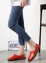 Solid Color Leather Soft Sole Casual Shoes