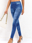 Butterfly Print Denim Blue High Waisted Leggings