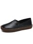 Solid Color Leather Soft Sole Casual Shoes