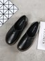 Solid Color Leather Soft Sole Casual Shoes