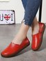 Solid Color Leather Soft Sole Casual Shoes