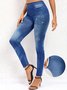 Butterfly Print Denim Blue High Waisted Leggings