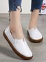 Solid Color Leather Soft Sole Casual Shoes