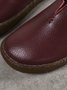 Solid Color Leather Soft Sole Casual Shoes