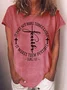 Women's Text Letters Short Sleeve Tee T-shirt Crew Neck Casual Summer Top