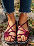 2018 Summer Handmade Breathable Bandage Beach Flat Sandals