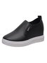 Letter Patched Slip On Wedge Shoes
