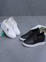 Letter Patched Slip On Wedge Shoes