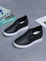 Letter Patched Slip On Wedge Shoes