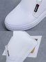 Letter Patched Slip On Wedge Shoes