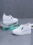 Letter Patched Slip On Wedge Shoes