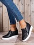 Letter Patched Slip On Wedge Shoes