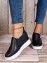 Letter Patched Slip On Wedge Shoes