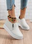 Letter Patched Slip On Wedge Shoes