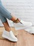 Letter Patched Slip On Wedge Shoes