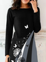 Casual Crew Neck Color Block Regular Fit Dress