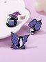Casual Purple Cat Butterfly Pattern Brooch Silk Scarf Buckle Daily Commuting Jewelry