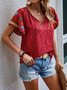 Loose Casual Floral V Neck Top