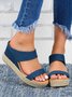 Beach vacation Straw Wedges Denim Sandals Jean Shoes