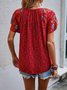 Loose Casual Floral V Neck Top