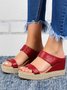 Beach vacation Straw Wedges Denim Sandals Jean Shoes