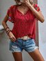 Loose Casual Floral V Neck Top