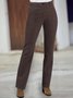 Women Corduroy Pocket Zipper Elastic Brown Bell Pants