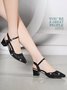 Luxurious Rhinestone Mesh Hollow Thick Heel Banquet Dress High Heels