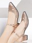 Luxurious Rhinestone Mesh Hollow Thick Heel Banquet Dress High Heels