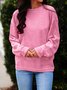 Women Basic Blue Casual Solid Crew Neck Long Sleeve Shirt&Top