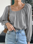 Square Neck Regular Fit Plain Casual Top