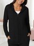 Women's plain casual loose zipper hooded lightweight Two Piece Sets