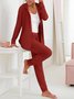 Women's plain casual loose zipper hooded lightweight Two Piece Sets