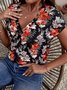Regular Fit V Neck Casual Floral T-Shirt