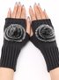 Casual Gradient Pom Wool Knit Long Half Finger Gloves Daily Commuting Home Accessories