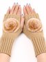 Casual Gradient Pom Wool Knit Long Half Finger Gloves Daily Commuting Home Accessories