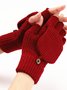 Casual Solid Color Flip-Up Five-finger Gloves Daily Commuting Home Accessories