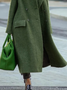 Women Vintage Plain Long Sleeve Lapel Collar Green Coat With Pocket